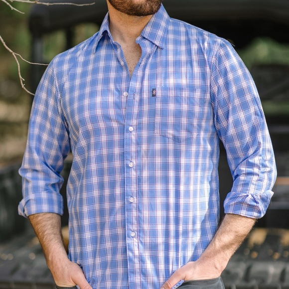 Texas Standard Texas Check Medium Lampasas Blue Plaid Long Sleeve Button Down - Picture 9 of 9
